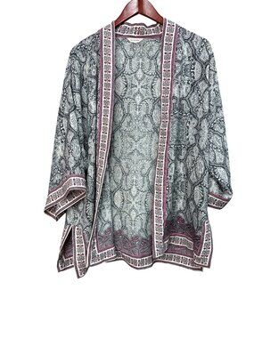 Max Studio Women's Paisley Open-Front Kimono Jacket Size M